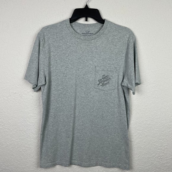 VINEYARD VINES Womens S Gray Zac Brown Band Short Sleeve T-Shirt Chest Pocket - Picture 2 of 7